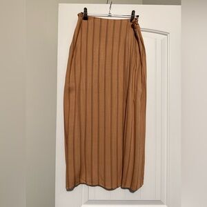 Blu Pepper Brown Striped Midi Skirt